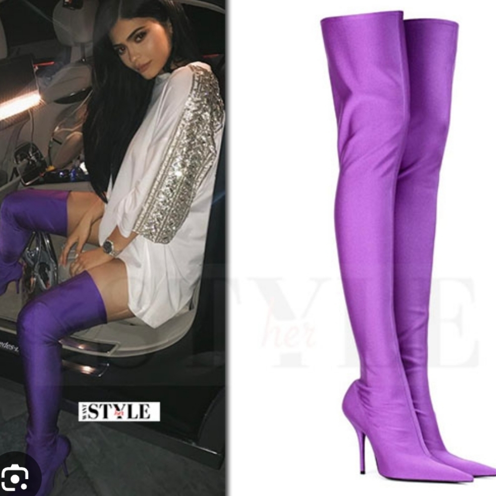 purple thigh boots over the knee boots
